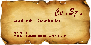 Csetneki Szederke névjegykártya